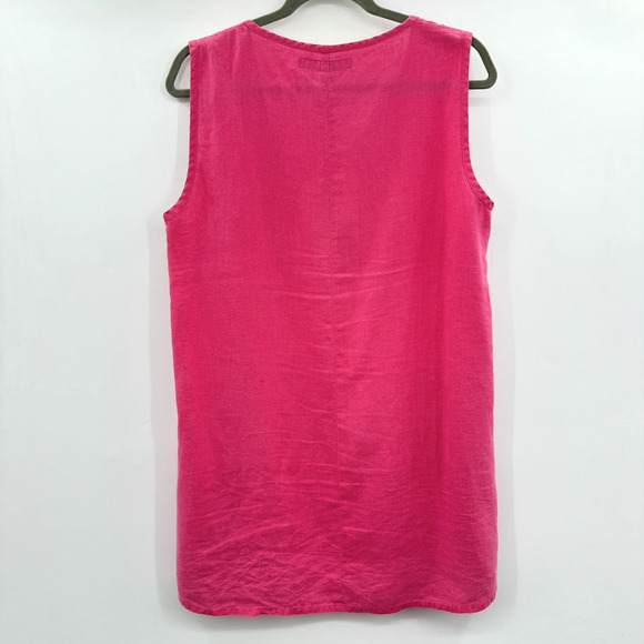FLAX 100% Linen V-Neck Tank Tunic Top Sz Small Pink Beachy Lagenlook Vacation - Picture 2 of 8